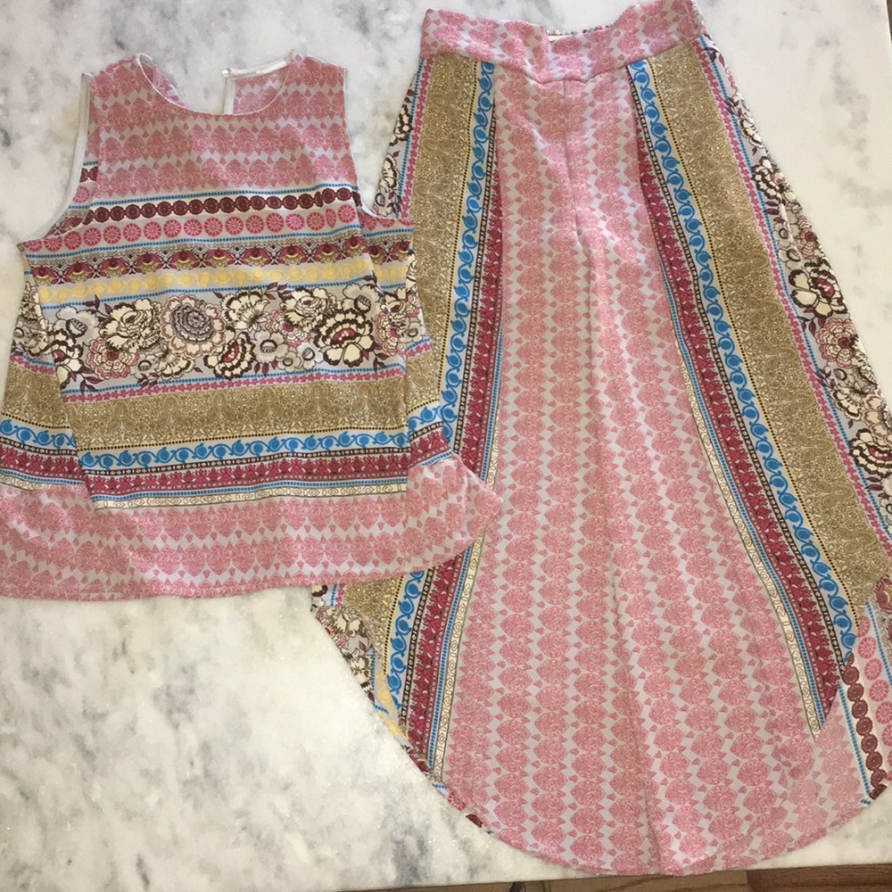 Matching boho shirt and pants set
